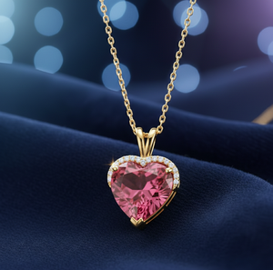 Collar con Colgante en Forma de Corazón Rosa Hidroplaqueado, con Circonitas, Plata de Ley 925, Chapado en Oro de 18K, Collar Romántico para Mujer - Product Image 4