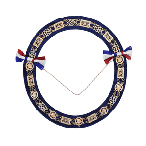 Collier en chaîne plaqué or de la Grande Loge Nationale Française, en velours bleu marine, pour la cérémonie de la Fête Nationale, insignes maçonniques de cérémonie - Product Image 1