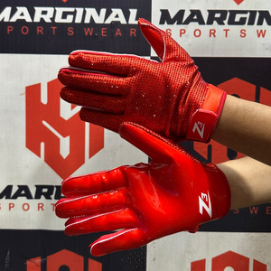 Guantes de Fútbol Americano con Pedrería de Diseño Personalizado al por Mayor, Guantes Deportivos de Alta Calidad en Color Rojo para Hombre - Product Image 5