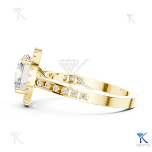 Anillo de Compromiso Solitario con Diamante Cultivado en Laboratorio, Corte Brillante, Banda Catedral de 4 Puntas, Oro Sólido de 14k, Lujoso, Certificado IGI, para Novia - Product Image 5