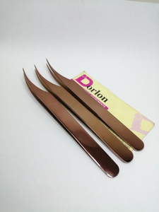 Pinces professionnelles pour extensions de cils, pinces à cils à marque privée, pinces à pointe en fibre, pinces courbées pour volume et isolation, ensemble de pinces - Product Image 2
