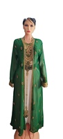 Kaftan Abaya indien élégant pour adultes, en mousseline de soie perlée, motif floral, léger, fait main, col en V, manches longues, longueur ras du sol, idéal pour mariage