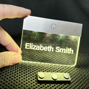 Etiquetas de Nombre Magnéticas LED Personalizadas, Acero Inoxidable, PVC, Impresión Digital UV Inteligente, Película Transparente 3D Laminada, Etiquetas Personales MSF002 - Product Image 1