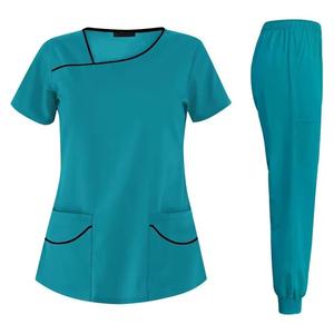 <b>Doctor</b> Women Scrub <b>Set</b> Short Sleeve Fashion Zipper Slim Design Nursing Uniform <b>Sets</b> Medical Dental Laboratory Apparels - Product Image 2