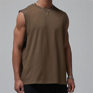 Débardeur de musculation personnalisé pour hommes, en coton tricoté, sans manches - Product Image 2