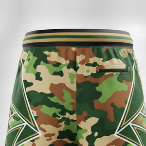 Shorts pour hommes à imprimé camouflage personnalisé, taille mi-haute, cordon de serrage, tissu respirant, style décontracté d'été - Product Image 5