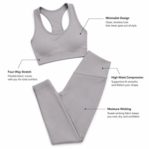 Conjunto de Yoga Minimalista sin Costuras para Mujer, Bra Deportivo y Leggings con Elasticidad en Cuatro Direcciones, Venta al Por Mayor, Logotipo Personalizado - Product Image 3