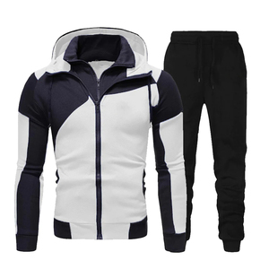 Wholesale Mens Hoodie Tracksuit Set Cotton <b>Fleece</b> <b>Joggers</b> Full Zipper Casual Custom Sportswear - Product Image 1