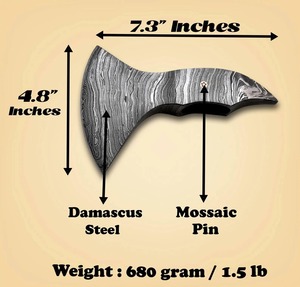 Hacha Tomahawk de Acero Damasco Forjado a Mano de BA Enterprises con Hoja para Supervivencia y Camping - Grado Industrial DIY con 1 Año de Garantía - Product Image 4