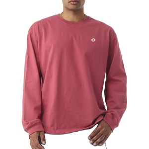 T-shirt à manches longues en jersey simple de coton rose poussiéreux unisexe lavé à la machine, respirant, vêtement d'été, vente en gros - Product Image 1