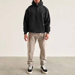 Men's Oversized Hooded Sweatshirt Solid Color Cotton Fleece Casual Autumn Wear Pocket <b>Design</b> Regular Fit - Product Image 6