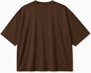 เสื้อยืดคอกลมแขนสั้นสีน้ำตาลสำหรับผู้ชาย พิมพ์ลายตัวอักษรด้านหน้า ดีไซน์ลำลองทรงโอเวอร์ไซส์ ผ้าฝ้าย 100% เนื้อนุ่ม สกรีนโลโก้ได้ - Product Image 2