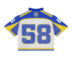 Custom Unisex Heat-Transfer Printed Retro American Football Jerseys Mesh <b>Polyester</b> Cropped Boxy Fit V-neck Adjustable Strap - Product Image 3