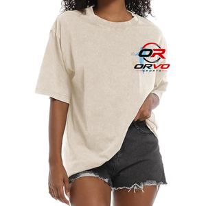 เสื้อยืดโอเวอร์ไซส์ลายดอกทานตะวันพิมพ์ลายโลโก้ ORVO SPORTS สำหรับฤดูร้อน แขนสั้น คอกลม ไซส์พลัส สำหรับผู้หญิง สไตล์ลำลอง - Product Image 1