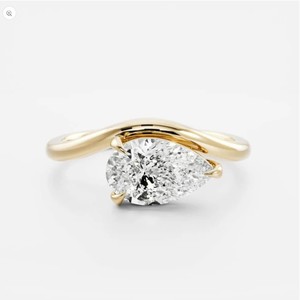 Pear Moissanite 10x7mm Prong Set <b>Solitaire</b> <b>Ring</b> 925 Sterling <b>Silver</b> Yellow Gold Plated Luxury Engagement Party Promise Wedding - Product Image 1