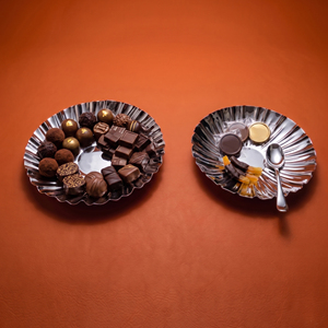 Modern Two Piece Ribbed Metal Chocolate <b>Tray</b> Bowl Set With <b>Mirror</b> Finish, Ideal For Wholesale Luxury Dining Home Tableware - Product Image 6
