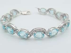 Sky Blue Topaz Bracelet 925 Sterling Silver Oval Gemstone November Birthstone Jewelry Gift For Women Elegant - Product Image 3