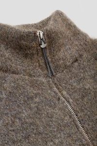 Sweat à capuche en mohair pour homme, double fermeture éclair, pull d'hiver épais et moelleux, motif lettre brodé, sweat-shirt d'automne en mohair - Product Image 5