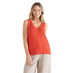 Débardeur en tricot pour femme, col en V, sans manches, coupe ample, respirant, 100 % coton, style décontracté d'été, pull tendance - Product Image 3