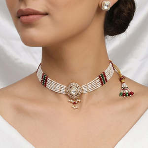 Juego de Collar con Colgante de Perlas y Piedras Kundan Polki de Diseñador Jewelemarket 10575616DGR, Colección de Joyería Fina - Product Image 2