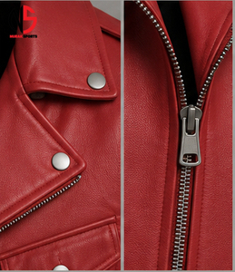 High Quality Premium Genuine Leather <b>Jacket</b> <b>Red</b> Men's/Women Mandarin Collar Slim Fit <b>Waterproof</b> Breathable Winter Nurak 2026 - Product Image 6