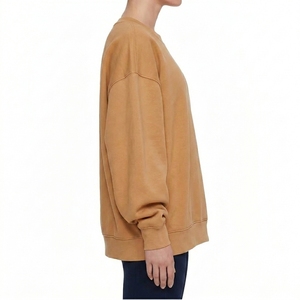 เสื้อสเวตเชิ้ตคอกลมโอเวอร์ไซส์สำหรับผู้หญิง สีพื้น แขนยาวทรงหลวม ผ้าฝ้ายถัก 100% ระบายอากาศได้ดี สไตล์ลำลองสำหรับฤดูใบไม้ร่วง - Product Image 3