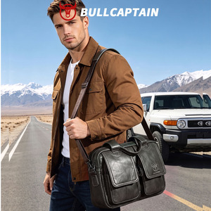 Maletín BULLCAPTAIN de cuero vacuno de primera capa, bolso de mano retro para hombre, bandolera de gran capacidad, bolso informal para computadora, bolso de hombro para hombre - Product Image 2