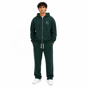 Sudadera con capucha y cremallera, estilo oversize, con estampado de LOGO personalizado y bordado, para hombre, 100% algodón, ¡la más vendida! - Product Image 1