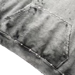 Sweat à capuche oversize pour homme, imprimé tie-dye, en molleton bouclette, avec logo personnalisé, coupe ample, broderie vieillie, strass, style vintage - Product Image 5