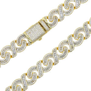 VVS Moissanite <b>Infinity</b> Cuban Link <b>Bracelet</b> 925 Sterling Silver Iced Out Baguette Rhodium Plated Hip Hop Chain with Rose Gold - Product Image 2