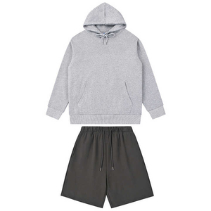 Ensemble deux pièces décontracté d'été pour homme, vêtements délavés à l'acide, 100% coton, streetwear, sweat à capuche et short personnalisés imprimés. - Product Image 2