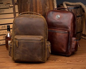 Elegant Vintage Leather <b>Backpack</b> <b>Waterproof</b> Anti-Theft Laptop Rucksack Genuine Leather Daypack LBP-0370 - Product Image 4