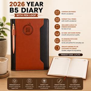 <b>A5</b> PU Leather <b>Notebook</b> Hard Bound Journal Flap Closure Planner Diary with Pen Holder for Office College Travel - Product Image 2