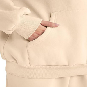 Conjunto de Sudadera con Capucha 100% Algodón para Mujer con Logotipo Personalizado, 2 Piezas, Teñido en Prenda, Ropa Casual Ecológica, Servicio OEM/ODM - Product Image 6