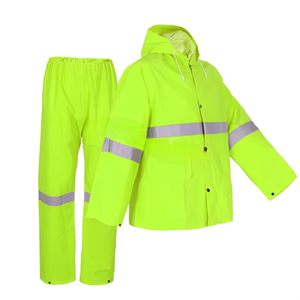 Combinaison de pluie imperméable réfléchissante unisexe de haute qualité, ensemble veste à capuche et pantalon en Oxford 2 pièces, vêtements de travail de sécurité industrielle - Product Image 5