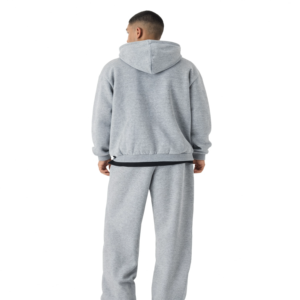 Conjunto de Sudadera con Capucha y Pantalones Deportivos Personalizados para Hombre, de Tela Gruesa y Cierre Completo |   Traje Deportivo de Felpa de Algodón Premium |   Chándal Deportivo Color Gris Jaspeado - Product Image 2