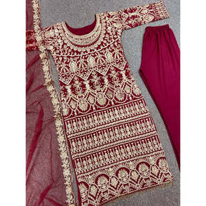 Conjunto de ropa de fiesta de diseñador para mujer, parte superior inferior y Dupatta, elegante y elegante - Product Image 2