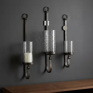 Modern Metal Wall Mounted Candle Holder Decorative Glass <b>Hurricane</b> Sconce Home Decor Hanging Candle <b>Lantern</b> Indoor Outdoor - Product Image 4