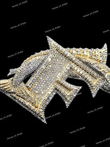 Colgante de Letra F con Diamantes Moissanite, Plata de Ley 925, Joyería de Lujo Brillante - Product Image 4