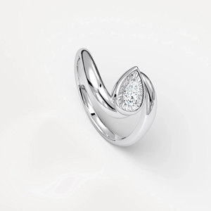 Bague de fiançailles statement en or massif 14 carats avec diamant de laboratoire taille poire, bague de mariage moderne pour femme - Product Image 6