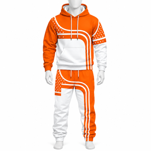 Ensemble de survêtement 2 pièces pour homme, design personnalisé, délavé, style décontracté uni avec patchs, effet usé, idéal pour le jogging en hiver - Product Image 1