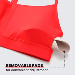 Vibrant Red Thin Strap Sports Bra For Women Seamless Low Impact Yoga Bra Padded Fitness Running Crop Top - Product Image 5