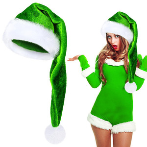 <b>Festive</b> Christmas Santa <b>Hat</b> for <b>Men</b> Women and Children Soft Red Plush Santa Claus Cap with White Furry Trim and Pom Pom Holiday - Product Image 1