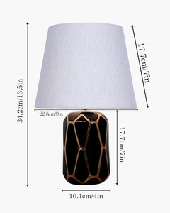 Lámpara de Mesa Moderna de Cerámica Negra de Lujo, Base Geométrica Dorada, Pantalla de Tela Negra, Estilo Art Deco, para Dormitorio, Sala de Estar, Decoración del Hogar - Product Image 3