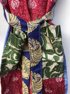 Robe kimono en soie patchwork faite à la main pour femmes, grande taille, respirante, longueur genou, imprimé indien, style bohème, vêtement de nuit d'automne - Product Image 2