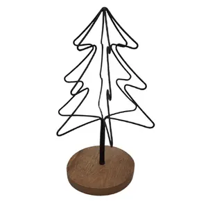 Ferro e legno unico metallo X-Mas albero con Base in legno morto nero opaco PC ornamento di natale per natale & decorazione da tavolo