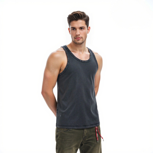 Débardeur côtelé délavé style urbain pour homme, 100% coton, 315G, coupe décontractée - Product Image 1