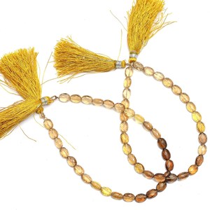 Cuentas de Cuarzo Whisky AAA+ de 6x8mm, Ovaladas y Facetadas, Cuentas de Cuarzo Dorado Natural, Piedras Preciosas Semipreciosas para la Fabricación de Joyería - Product Image 1