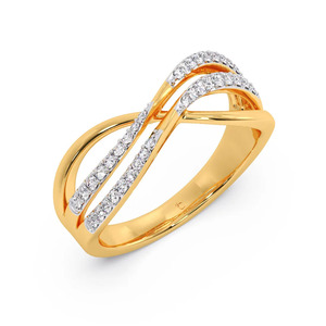 Anillo de Compromiso de Lujo Infinity Crossover Pav con Diamante Sintético Cultivado en Laboratorio, Corte Brillante Redondo, Oro Amarillo de 14K para Mujer - Product Image 4