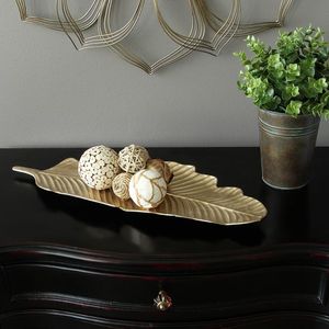 Plateau de service en aluminium en forme de feuille, plat décoratif en métal pour la maison, l'hôtel et la restauration - Product Image 6